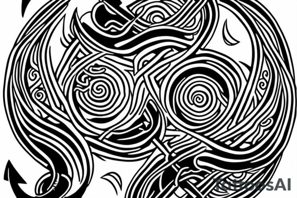 anchor within yin yang depicting the duality of nature but strengthened by the anchor of life. Encapsulate all within a loop tattoo idea