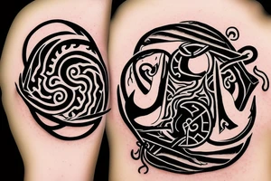 anchor within yin yang depicting the duality of nature but strengthened by the anchor of life. Encapsulate all within a loop tattoo idea