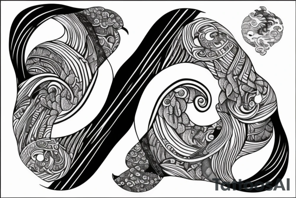 waves within yin yang depicting the duality of nature but strengthened by the anchor of life. Encapsulate all within a loop tattoo idea