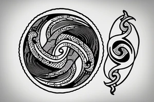 waves within yin yang depicting the duality of nature but strengthened by the anchor of life. Encapsulate all within a loop tattoo idea