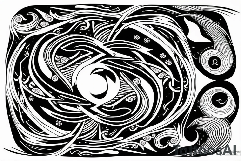 waves within yin yang depicting the duality of nature but strengthened by the anchor of life. Encapsulate all within a loop tattoo idea