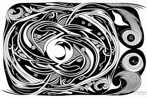 waves within yin yang depicting the duality of nature but strengthened by the anchor of life. Encapsulate all within a loop tattoo idea