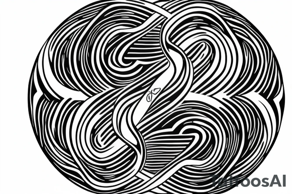 waves within yin yang depicting the duality of nature but strengthened by the anchor of life. Encapsulate all within a loop tattoo idea