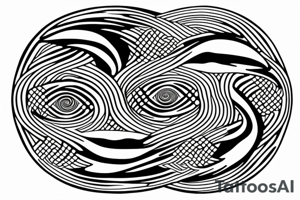 waves within yin yang. Encapsulate all within a loop tattoo idea