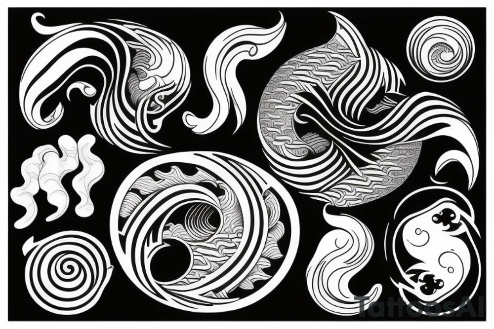 waves within yin yang tattoo idea