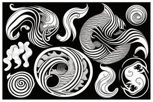 waves within yin yang tattoo idea