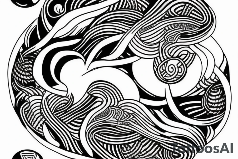 waves within yin yang tattoo idea