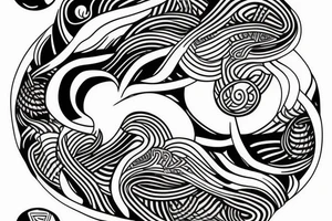 waves within yin yang tattoo idea