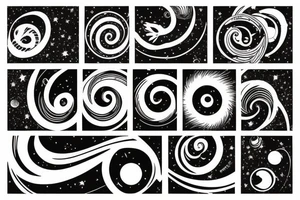 the planets rotating around the sun in a 3d way flying through space like a spiral tattoo idea