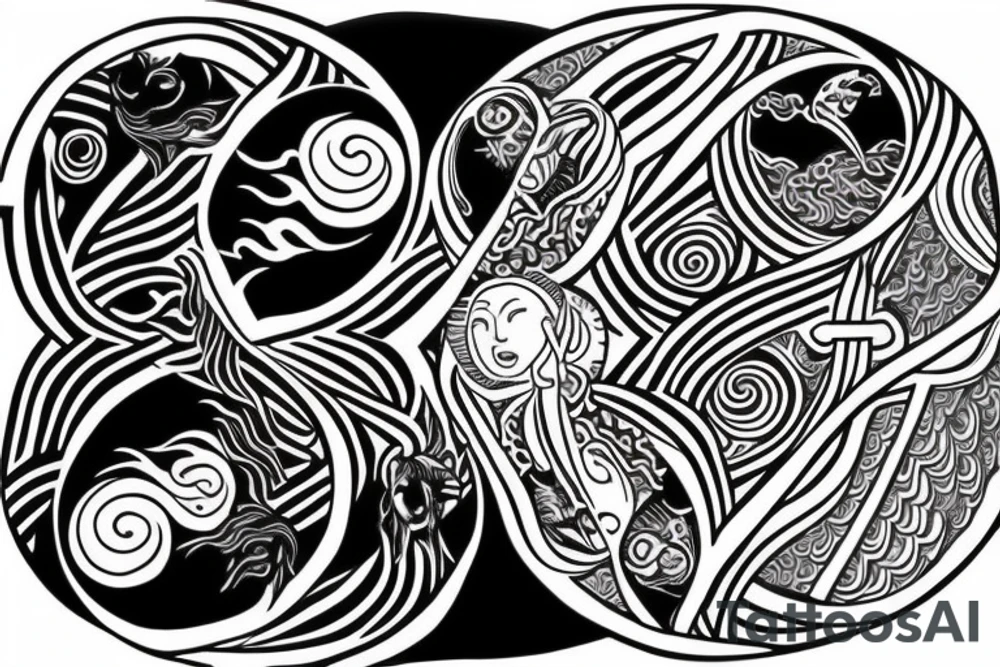 yin and yang within yin and yang loop tattoo idea