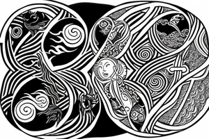 yin and yang within yin and yang loop tattoo idea