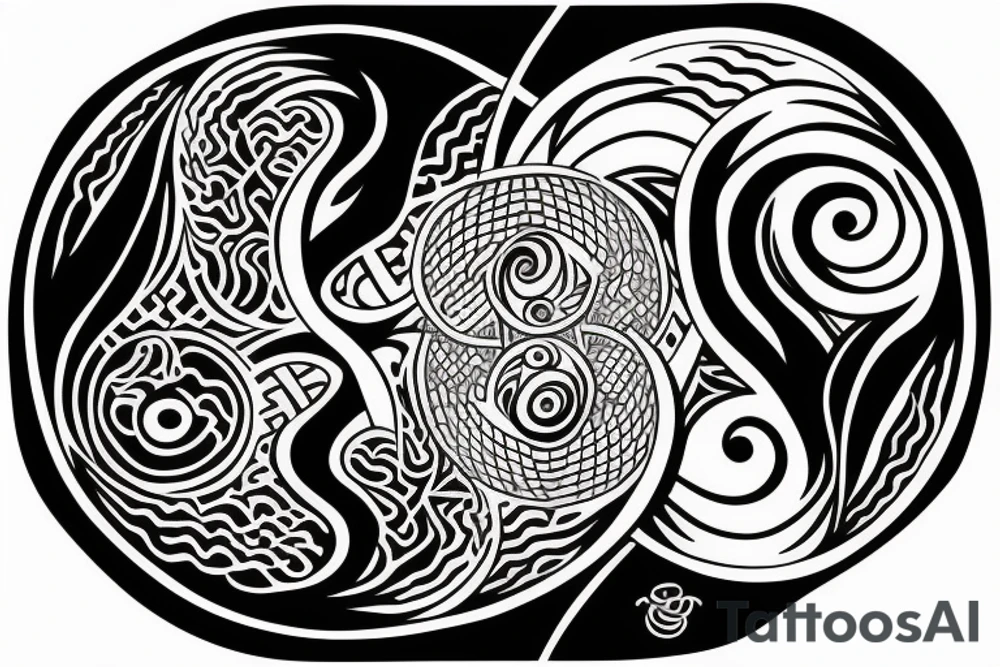 yin and yang within yin and yang loop tattoo idea