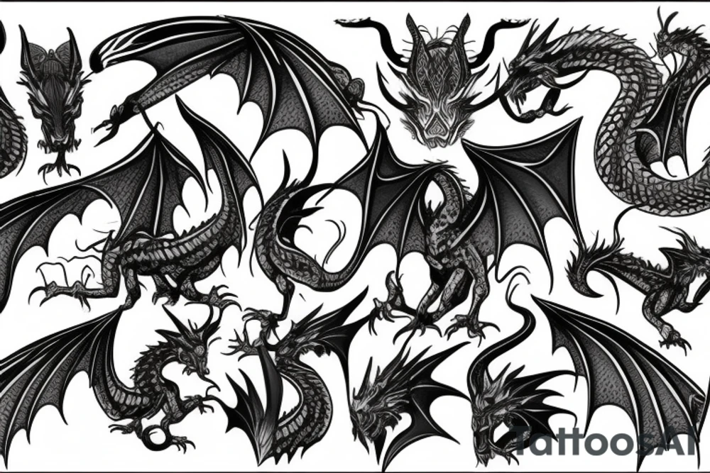 Western-style dragon with wings with Norse scales. tattoo idea