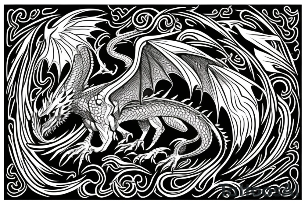 Western-style dragon with wings with Norse scales. tattoo idea