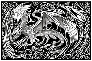 Western-style dragon with wings with Norse scales. tattoo idea