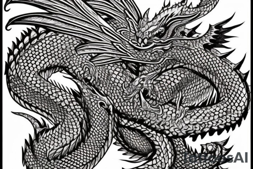 Western-style dragon with wings with norse block like scales.do not use traditional scales on the dragon. the position of the dragon is laying down sleeping. this will go on a female forearm. tattoo idea
