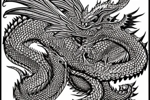 Western-style dragon with wings with norse block like scales.do not use traditional scales on the dragon. the position of the dragon is laying down sleeping. this will go on a female forearm. tattoo idea