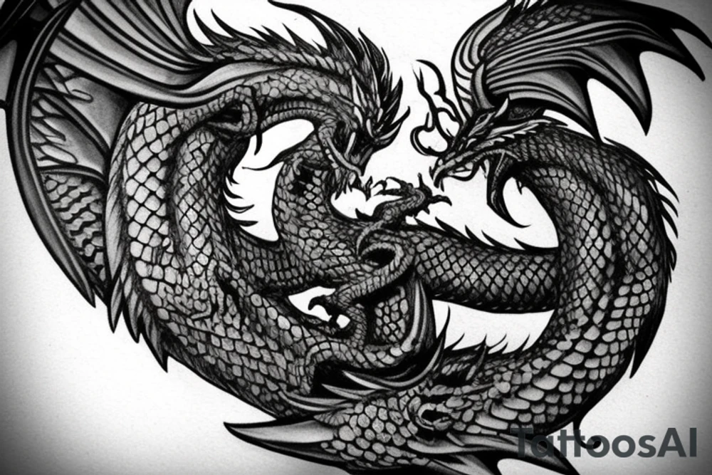 Western-style dragon with wings and Norse rope scales. the position of dragon is laying down sleeping. this will go on a female forearm. tattoo idea