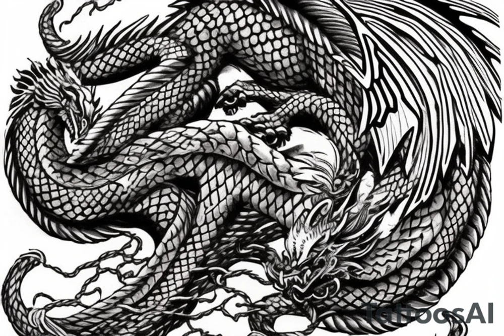 Western-style dragon with wings and Norse rope scales. the position of dragon is laying down sleeping. this will go on a female forearm. tattoo idea