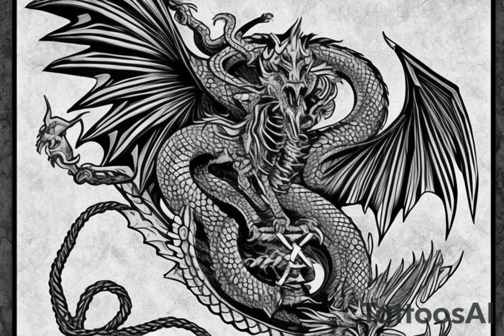 Western-style dragon with wings and Norse rope scales. the position of dragon is laying down sleeping. this will go on a female forearm. tattoo idea