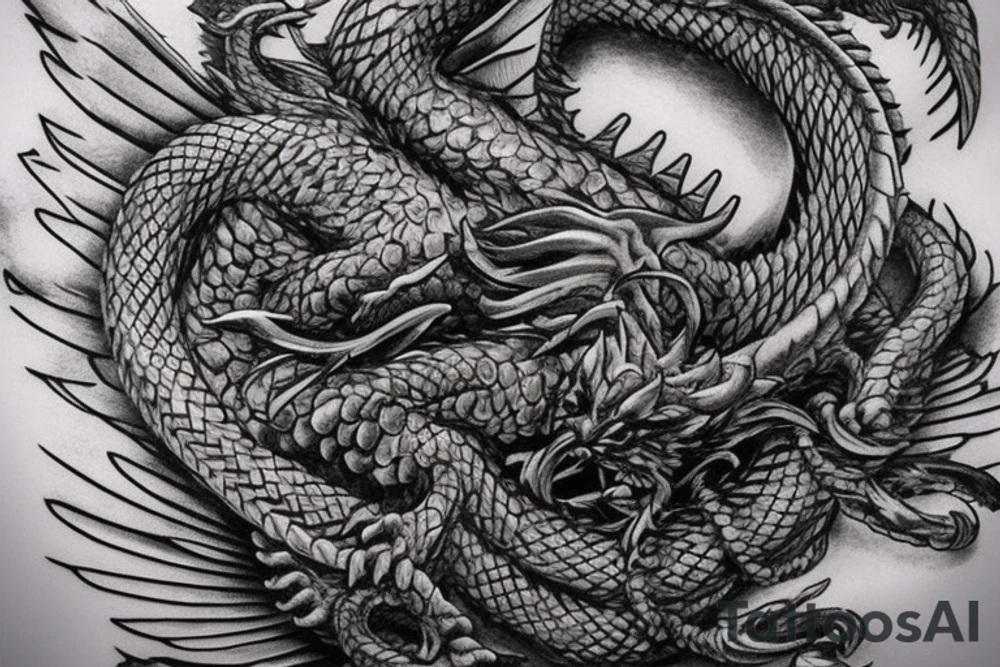 Western-style dragon with wings and Norse rope scales. the position of dragon is laying down sleeping. this will go on a female forearm. tattoo idea