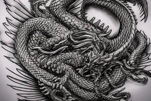 Western-style dragon with wings and Norse rope scales. the position of dragon is laying down sleeping. this will go on a female forearm. tattoo idea