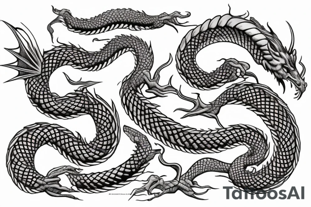 dragon design a tattoo with Norse rope scales laying down for a forearm. tattoo idea