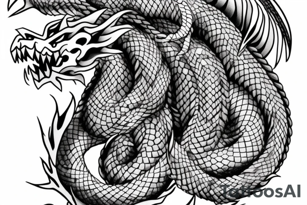 dragon design a tattoo with Norse rope scales laying down for a forearm. tattoo idea