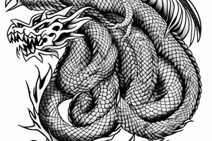 dragon design a tattoo with Norse rope scales laying down for a forearm. tattoo idea