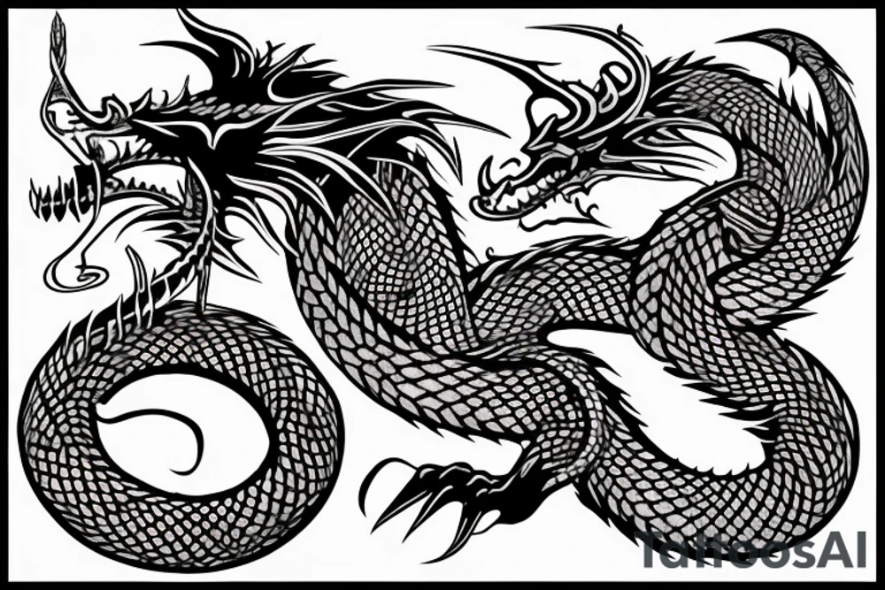 dragon design a tattoo with Norse rope scales laying down for a forearm. tattoo idea