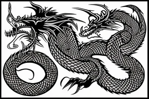 dragon design a tattoo with Norse rope scales laying down for a forearm. tattoo idea