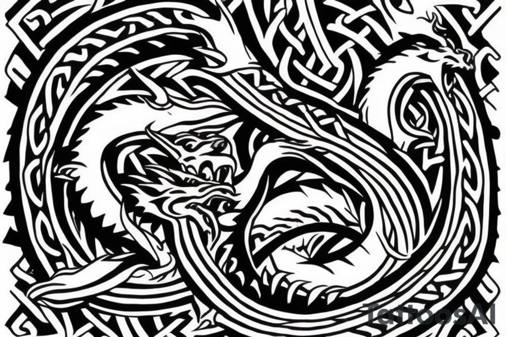 dragon design a tattoo with Norse rope scales laying down for a forearm. tattoo idea