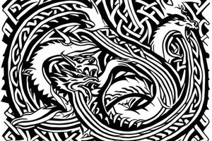 dragon design a tattoo with Norse rope scales laying down for a forearm. tattoo idea