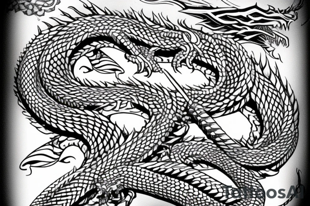 dragon Norse rope scales laying down for a forearm. tattoo idea