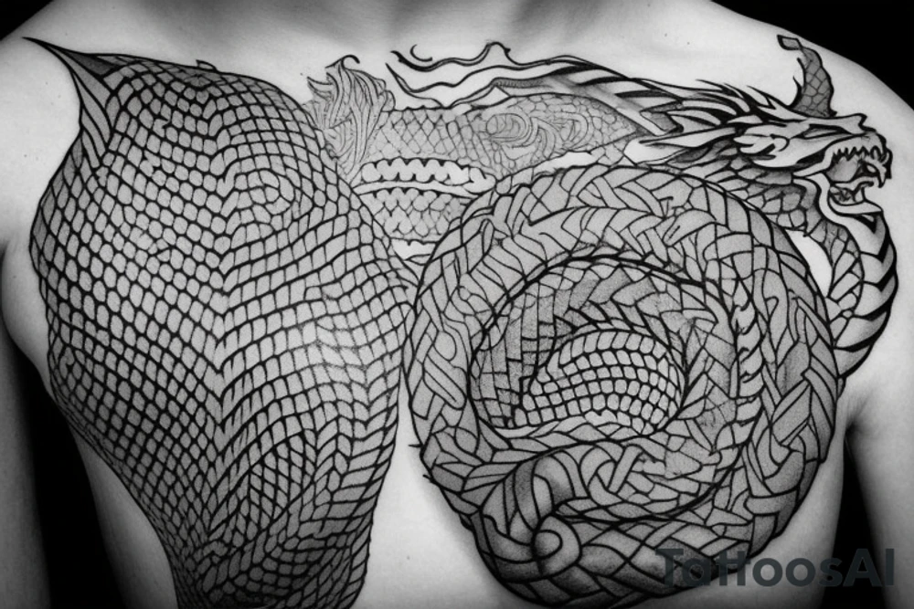 dragon Norse rope scales laying down for a forearm. tattoo idea