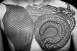 dragon Norse rope scales laying down for a forearm. tattoo idea