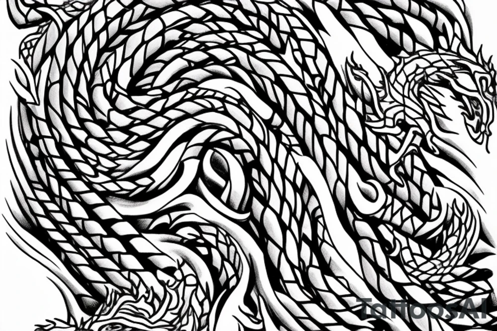 dragon Norse rope scales laying down for a forearm. tattoo idea