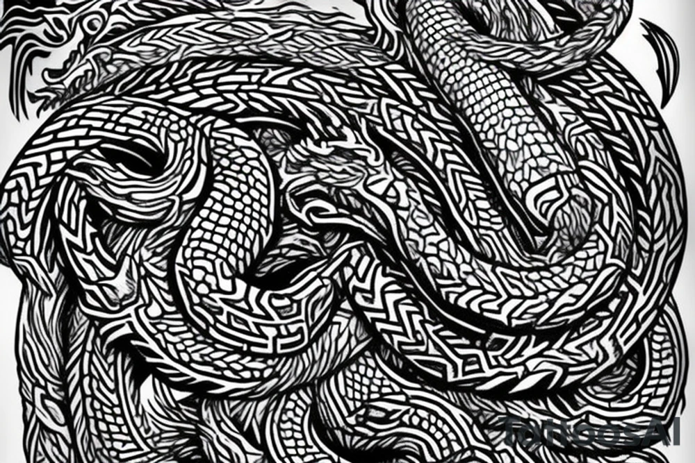dragon Norse rope scales laying down for a forearm. tattoo idea