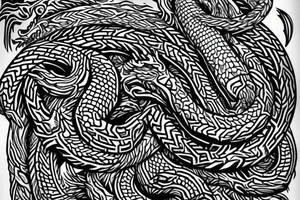 dragon Norse rope scales laying down for a forearm. tattoo idea