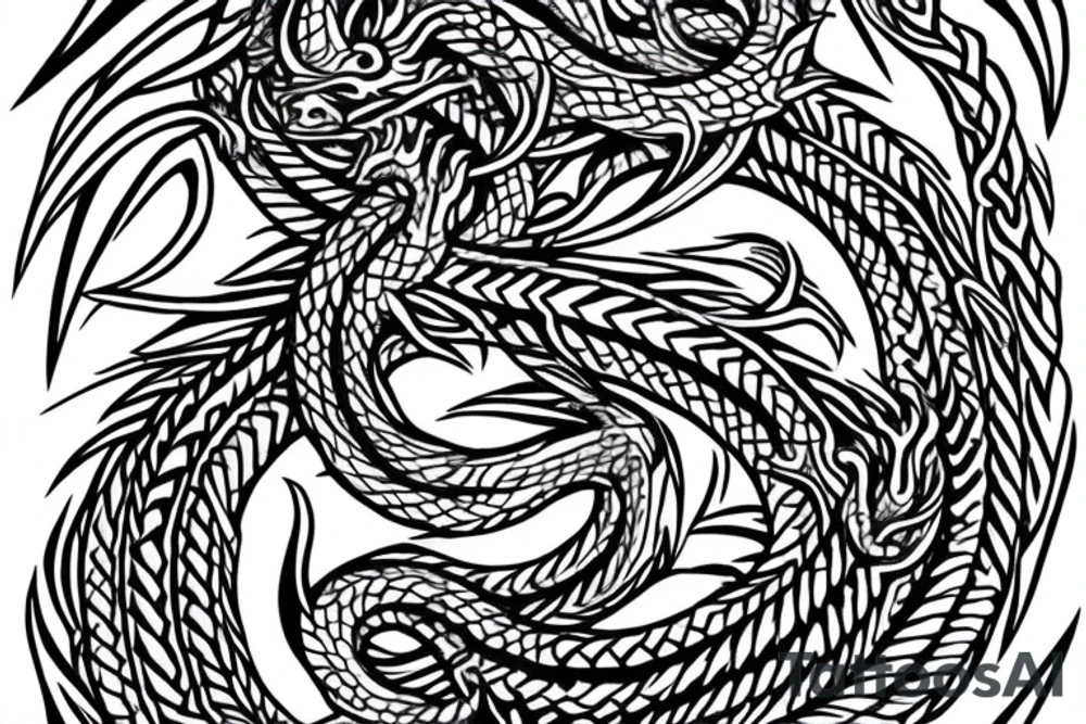 dragon Norse rope scales laying down for a forearm. tattoo idea