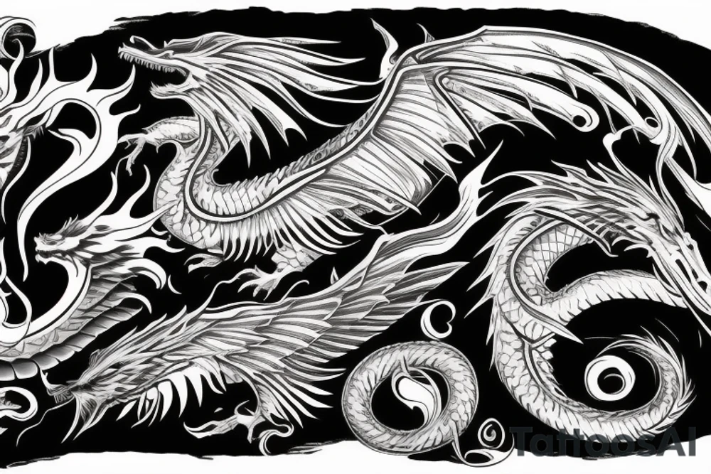 dragon tattoo , western with wings, laying down, soft face curvy tattoo idea