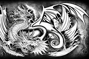 dragon tattoo , western with wings, laying down, soft face curvy tattoo idea