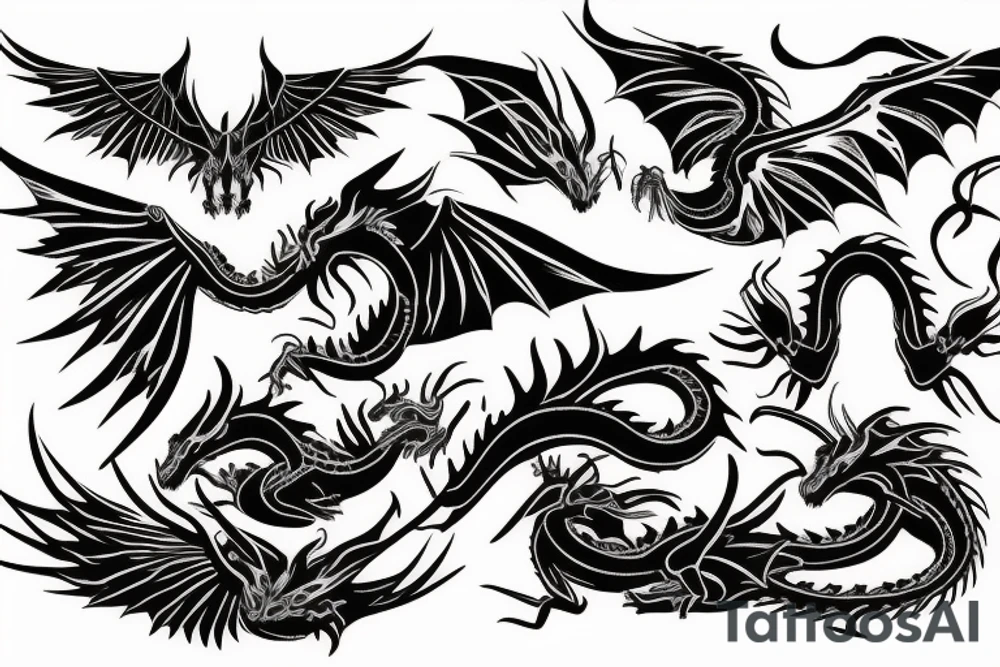 dragon tattoo , western with wings, laying down, soft face curvy tattoo idea