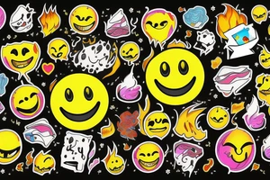yellow smiley face melting in colorful fire tattoo idea