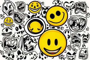 yellow smiley face melting in colofrul
fire tattoo idea