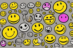yellow smiley face melting in colofrul fire tattoo idea