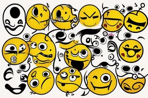 yellow smiley face in colofrul fire tattoo idea