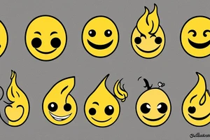 yellow smiley face in colofrul fire tattoo idea