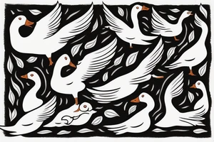 3 geese flying overhead a hunting dog in cat-tails tattoo idea
