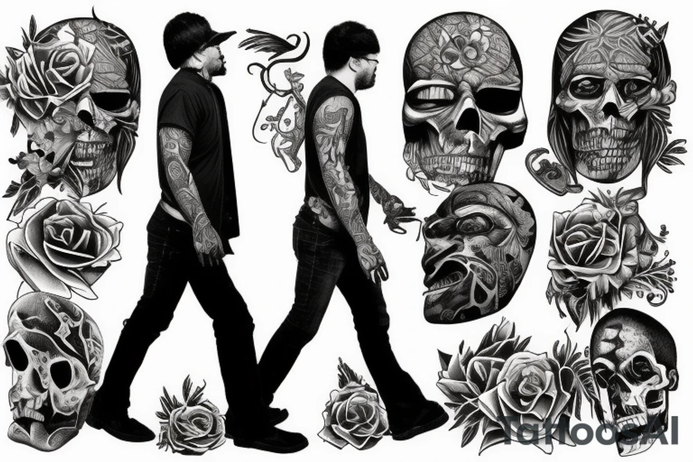 A man walking through deserted alley tattoo idea